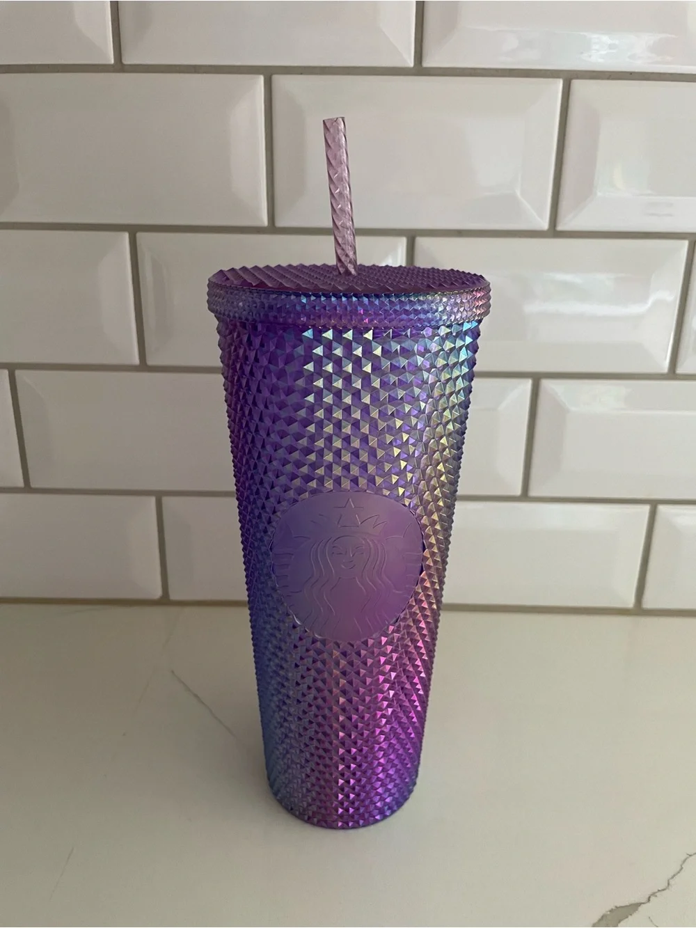Starbucks Purple Oil Slick iridescent Studded Venti 24oz Tumbler cup Summer 2022